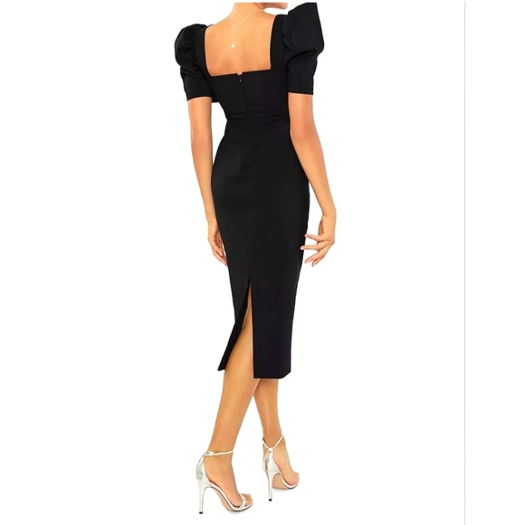 $268 Likely Women's Black Sweetheart Short Sleeve Midi Sheath Dress Size 00 - Picture 2 of 3